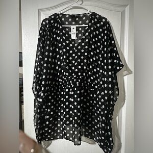 Lane Bryant Black and White Polka Dot Blouse